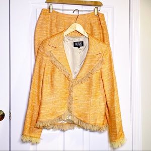 Bill Blass Orange Tweed Skirt Blazer Suit Set